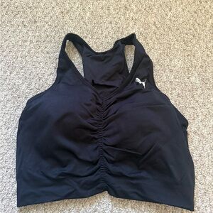 Puma Black Ruched Long Line Sports Bra